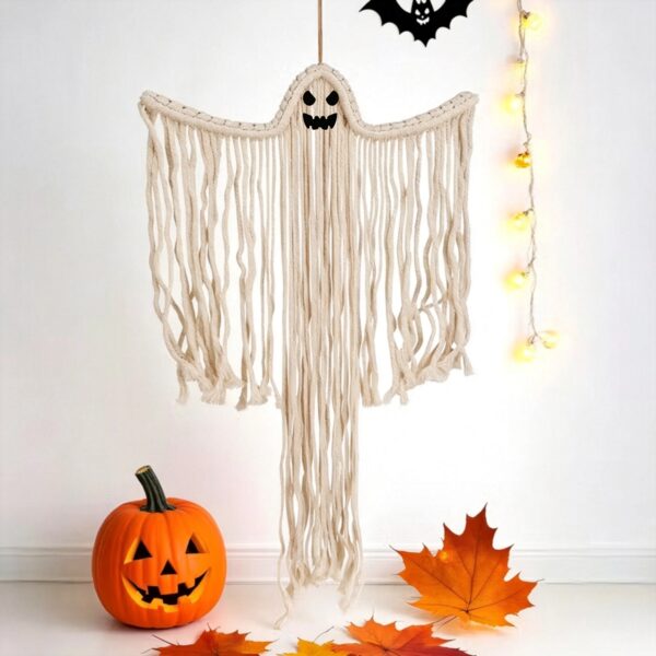 Personalized Spooky Macrame Ghost Cotton Wall Hanging Gothic Home Decor Halloween Gift for Family Friends