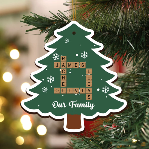 Personalized Christmas Tree Snowflake Crossword Puzzle Christmas Ornament Home Tree Decor Christmas Gift for Family