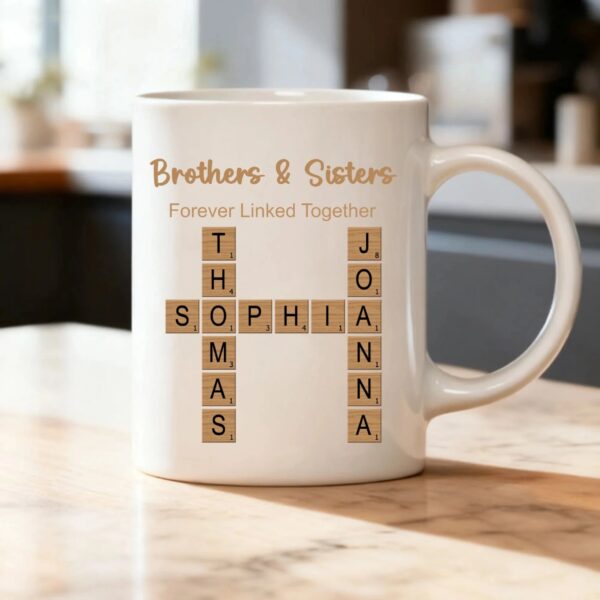 Personalized Crossword Coffee Mug, Perfect Gift for Brothers, Sisters, Siblings, Perfect for Family Reunion, Birthday, Christmas Celebration
