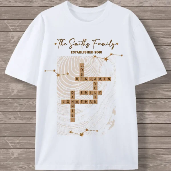 Personalized Family Crossword Pattern Design, Custom Printed T-Shirt, The Perfect Gift For Family Members